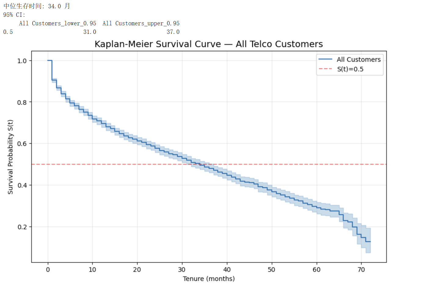 整体 Kaplan–Meier 生存曲线